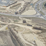 Driven piles for directional ramps near the intersection of Highway 8 / Sarcee Trail / Glenmore Trail (looking northwest)