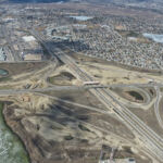 Bridges under construction for the new system interchange at Highway 22X and Macleod Trail (looking north)