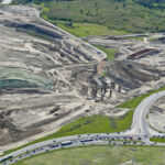 Construction for bridges south of the intersection of Highway 8, Sarcee Trail and Glenmore Trail (looking southwest)