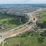 The alignment of the SWCRR passing over Fish Creek and along the west side of Calgary to Highway 22X (looking south)