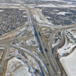 View from the Macleod Trail and Highway 22X interchange at the existing Stoney Trail corridor (looking east)