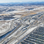 Earthworks for the interchange from eastbound / westbound Highway 22X to northbound SWCRR (looking southwest)