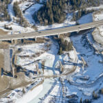 The new bridge over Fish Creek will mirror the existing structure and is nearly ready for girders (looking east)