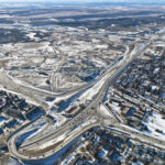 Construction on the foundation for the new bridge at Glenmore Trail and 37 Street (looking southwest)