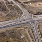 New ramp realignments and bridge construction at the intersection of Highway 22X and 6 Street / Sheriff King Street (looking southeast)